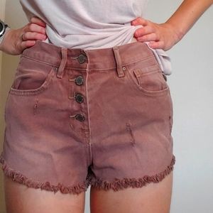 High Waist Denim shorts pink